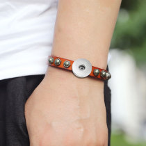 20MM Snaps button jewelry wholesale Retro alloy Punk cowhide bracelet