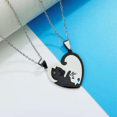 Stainless Steel Love Cat Fashion Couple Necklace