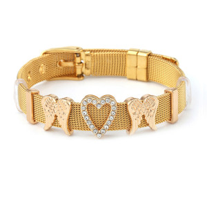 3 styles DIY love wing stainless steel 10MM strap bracelet