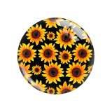 20MM sunflower Flower pattern Print glass snap button charms