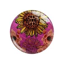 20MM sunflower Flower pattern Print glass snap button charms