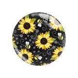20MM sunflower Flower pattern Print glass snap button charms