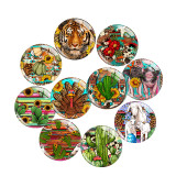 20MM cactus Pig lamb tiger Print glass snap button charms