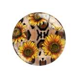 20MM sunflower Flower pattern Print glass snap button charms