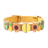 3 styles DIY sunflower stainless steel 10MM strap bracelet