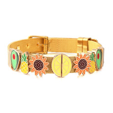 3 styles DIY sunflower stainless steel 10MM strap bracelet