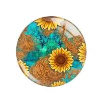 20MM sunflower Flower  pattern Print glass snap button charms