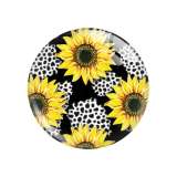 20MM sunflower Flower pattern Print glass snap button charms