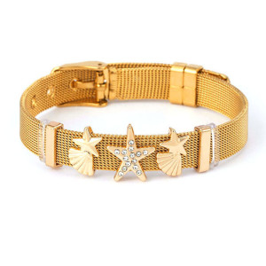 3 styles DIY Star Scallops stainless steel 10MM strap bracelet