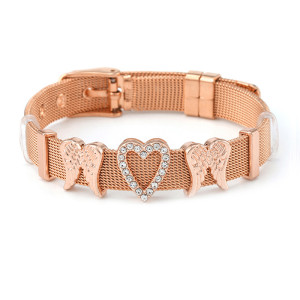 3 styles DIY love wing stainless steel 10MM strap bracelet