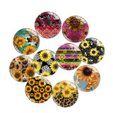 20MM sunflower Flower pattern Print glass snap button charms