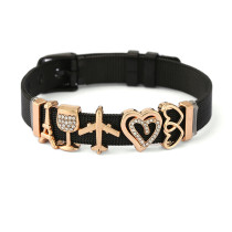 5 styles DIY Coconut Tree Star Beach Holiday Love stainless steel 10MM strap bracelet