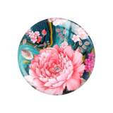 20MM Flower pattern Print glass snap button charms