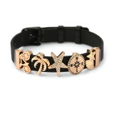 5 styles DIY Coconut Tree Star Beach Holiday Love stainless steel 10MM strap bracelet