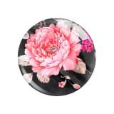 20MM Flower pattern Print glass snap button charms