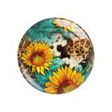 20MM sunflower Flower pattern Print glass snap button charms