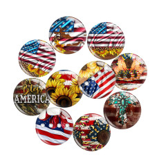 20MM USA Flag sunflower Print glass snap button charms