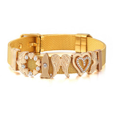 3 styles DIY love wing stainless steel 10MM strap bracelet