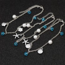 Stainless steel beach chain crystal pearl pendant shell starfish tropical fish ocean element
