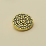 20MM Rhinestones Gold round shape Metal  snap button charms