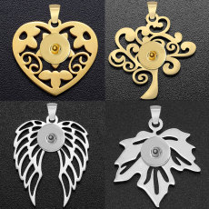 （Delivery time of 7 days） 44 styles Stainless steel love Flower tree of life sea turtle Dragonfly Evil Eyes bird Clover  Mushroom note Wings, paw prints  Pendant fit 20MM Snaps button jewelry wholesale