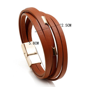21CM Copper tube PU multi-layer leather bracelet