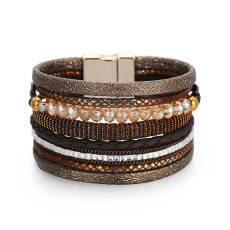Bohemian Handwoven Ethnic Style Leather Magnet Buckle Bracelet