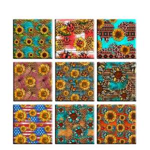 10pcs/set love sunflower Dog Cat mushroom Flamingo Moon and Whale Hippocampus Flower pattern Print 20MM Square Glass Snaps buttons