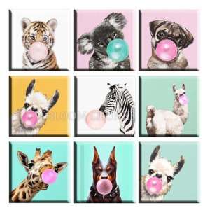 10pcs/set  sunflower  Dog seahorse Giraffe Zebra sea turtle tree of life bird  Flower Leopard Artistic pattern Print 20MM Square Glass Snaps buttons
