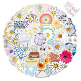 50 Daisy Graffiti Waterproof Stickers Car Luggage, Notebook, Scooter, Water Cup Stickers