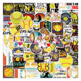 100 pieces of sports series softball graffiti stickers, car luggage, water cup, refrigerator waterproof stickers