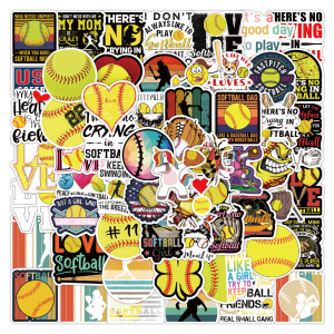 100 pieces of sports series softball graffiti stickers, car luggage, water cup, refrigerator waterproof stickers