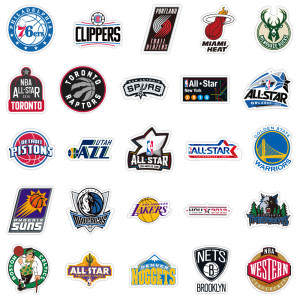 50 NBA Team Logo Collection Personalized Cartoon Graffiti Stickers Car Luggage, Water Cup, Refrigerator Waterproof Stickers