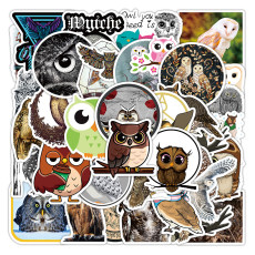 50 Owl Cartoon Graffiti Stickers Car Luggage, Water Cup, Refrigerator Waterproof Stickers