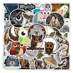 50 Owl Cartoon Graffiti Stickers Car Luggage, Water Cup, Refrigerator Waterproof Stickers