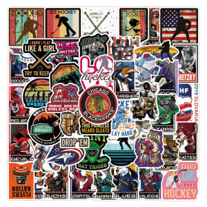 50 pieces of non repeating hockey graffiti stickers, car luggage, laptop, water cup waterproof stickers