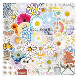 50 Daisy Graffiti Waterproof Stickers Car Luggage, Notebook, Scooter, Water Cup Stickers