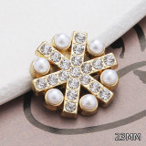 23MM flower metal Pearl Rhinestones snap button charms