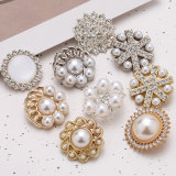 23MM flower metal Pearl Rhinestones snap button charms