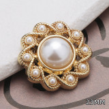 23MM flower metal Pearl Rhinestones snap button charms