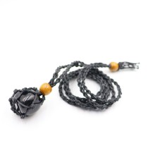 Crystal raw stone natural stone mesh pocket woven necklace with adjustable length