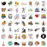50 rock band stickers personalized graffiti instrument decoration computer luggage skateboard music waterproof stickers