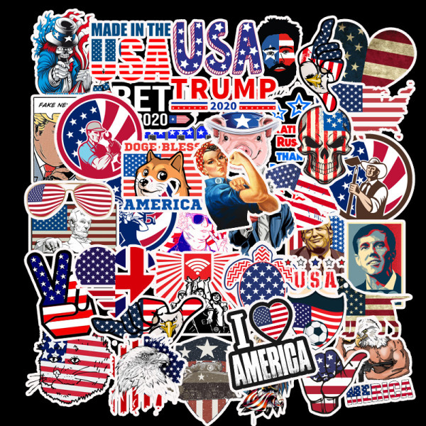 50 US President's Independence Day stickers Cool motorcycle luggage trolley case Laptop guitar waterproof stickers