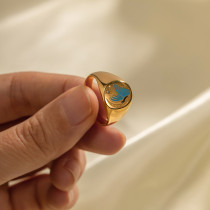 Stainless steel enamel painted talisman opening ring