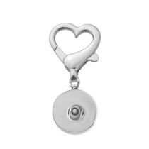 Peach heart shaped lobster clasp metal Key chain fit 20MM Snaps button jewelry wholesale