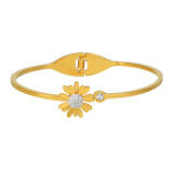 Stainless steel small daisy diamond bracelet