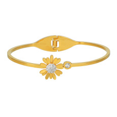 Stainless steel small daisy diamond bracelet