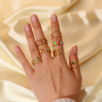 Stainless steel geometric colored oil drip opening adjustable ring
