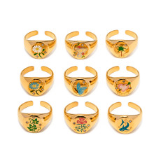 Stainless steel enamel painted talisman opening ring