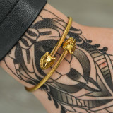 Stainless steel wolf head steel wire opening adjustable bracelet